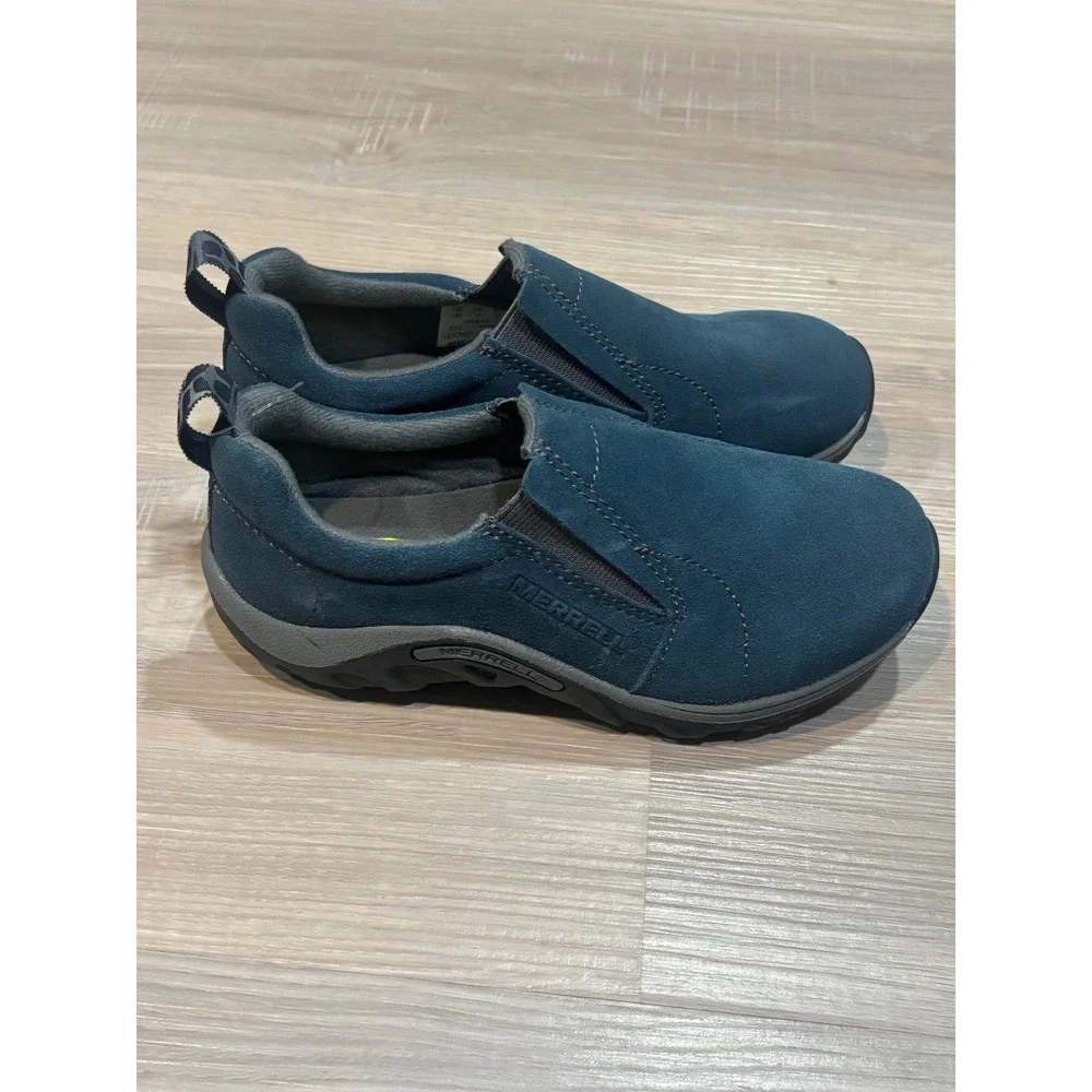 Merrell Kids Jungle Moc Navy Blue Suede Slip On Shoes J95637 Size 1M
